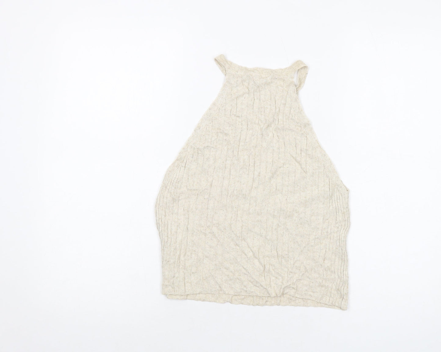 Topshop Womens Beige Acrylic Basic Tank Size M Round Neck