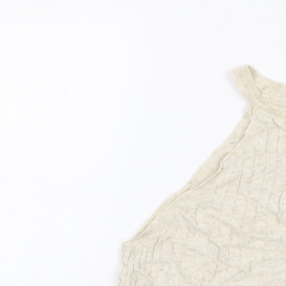 Topshop Womens Beige Acrylic Basic Tank Size M Round Neck