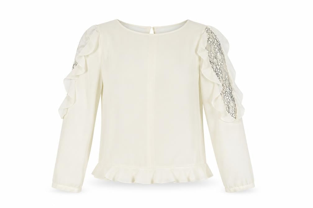 Zara Womens Ivory Polyester Basic Blouse Size M Round Neck