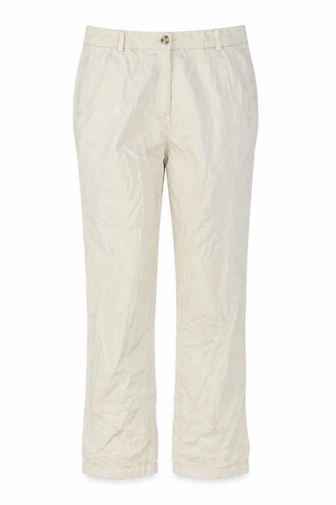 Marks & Spencer Womens Beige Cotton Trousers Size 30 in L27 in Regular Button
