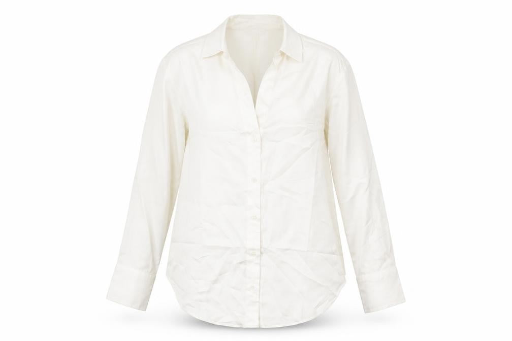 H&M Womens Ivory Polyester Basic Button-Up Size XS Collared