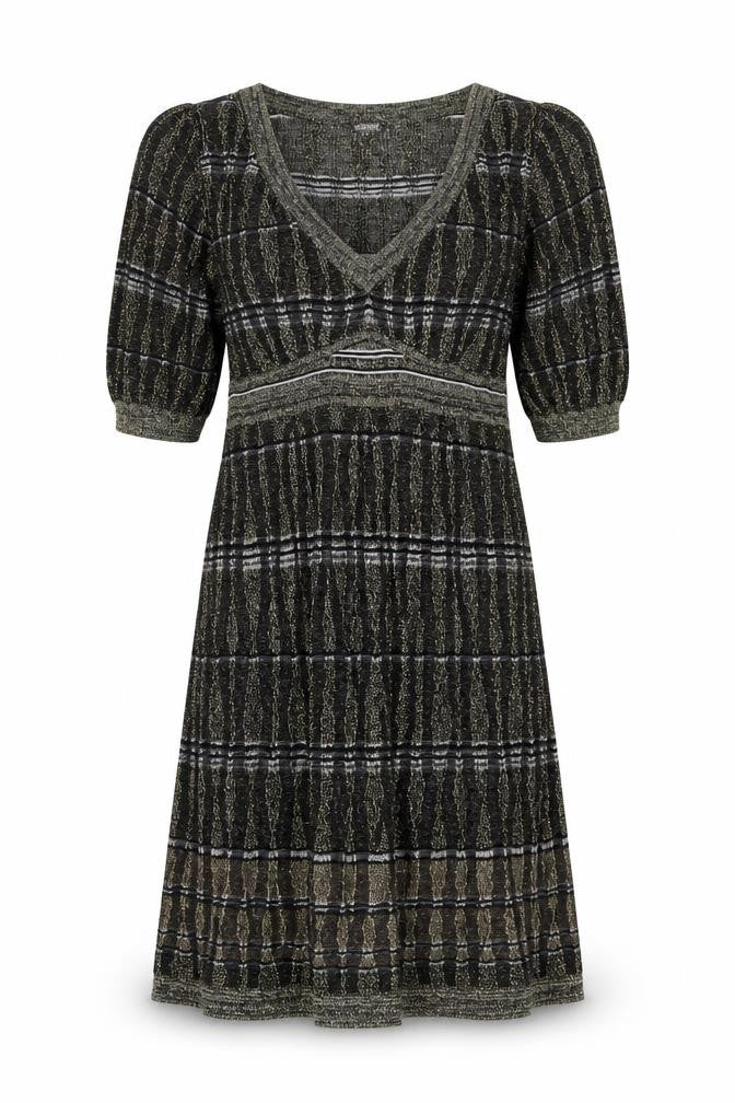 Oasis Womens Gold Viscose Jumper Dress Size 12 V-Neck Pullover