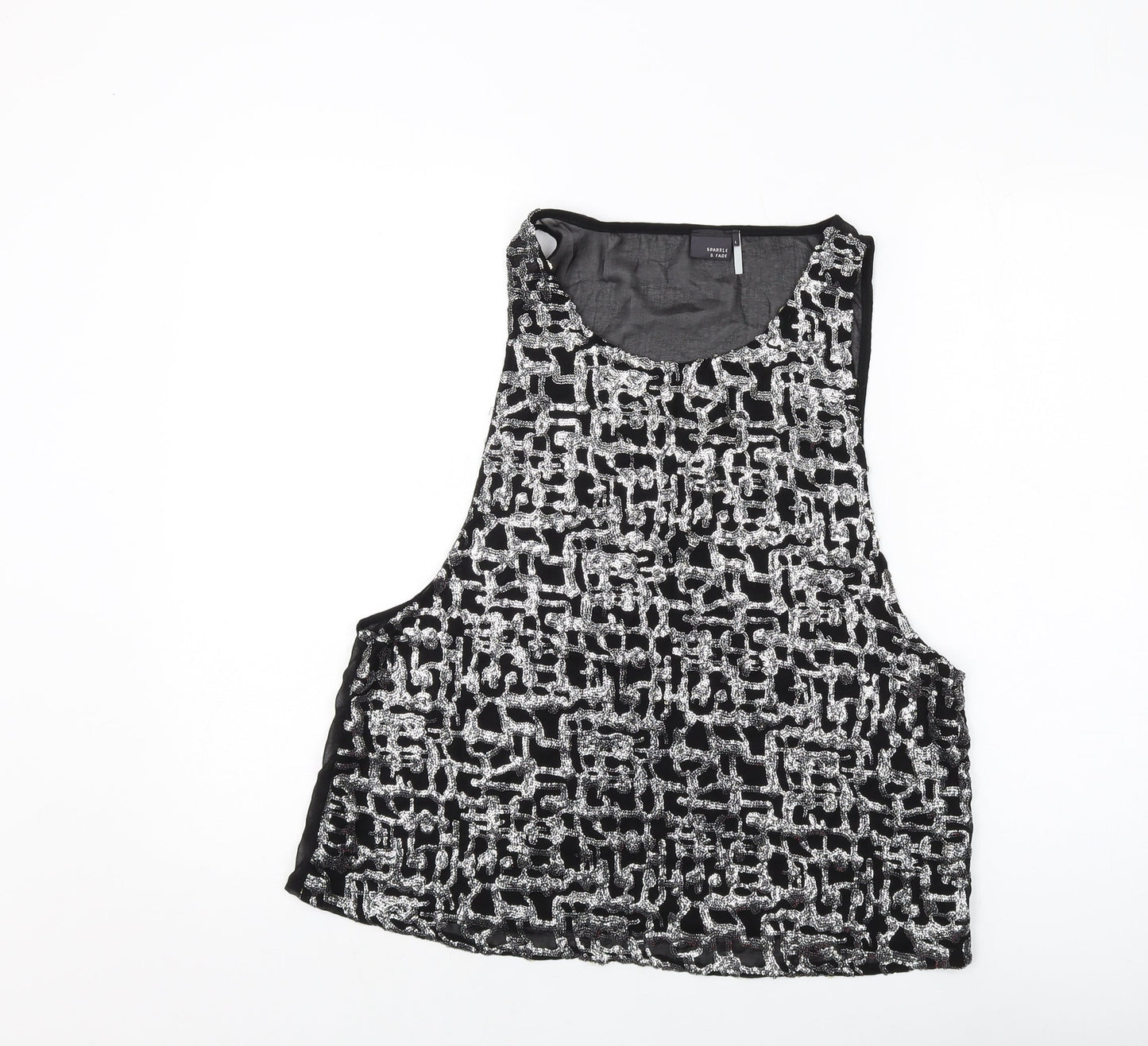 Sparkle & Fade Womens Black Polyester Basic Tank Size L Round Neck