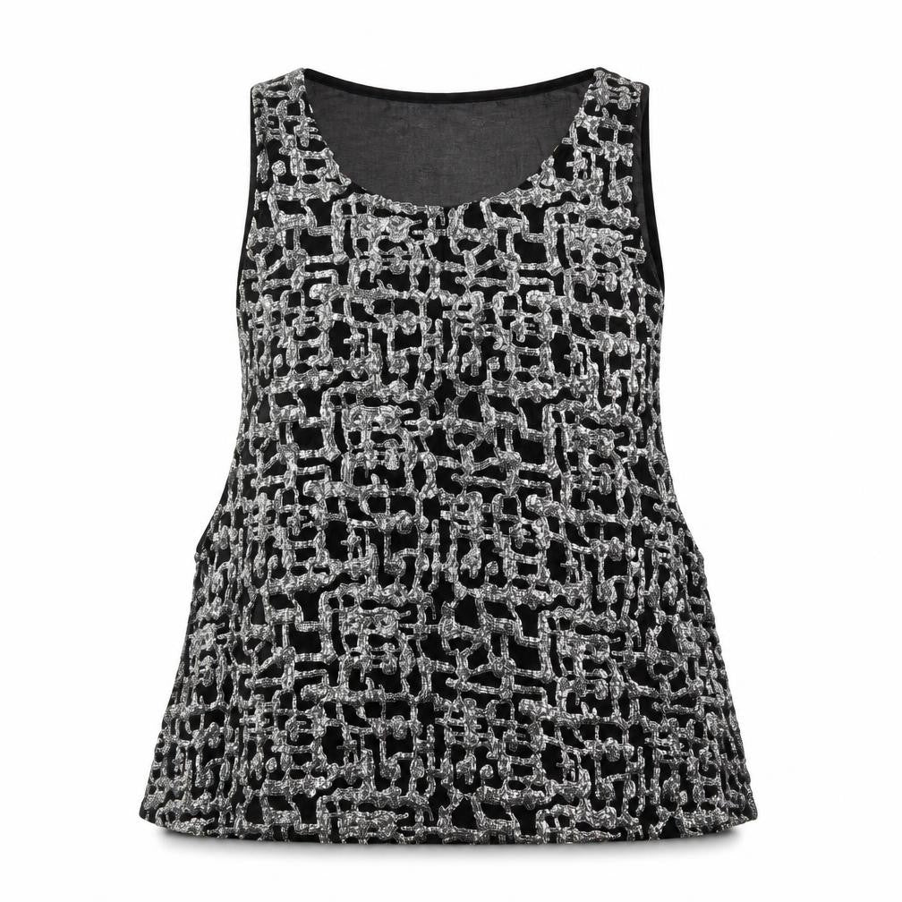 Sparkle & Fade Womens Black Polyester Basic Tank Size L Round Neck