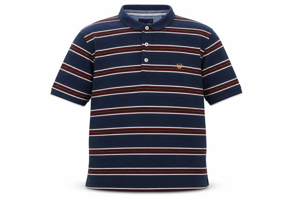 Lincoln Mens Blue Striped Cotton Polo Size 2XL Collared Button