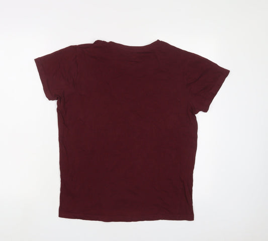 Twisted Soul Womens Red Cotton Basic T-Shirt Size M Crew Neck