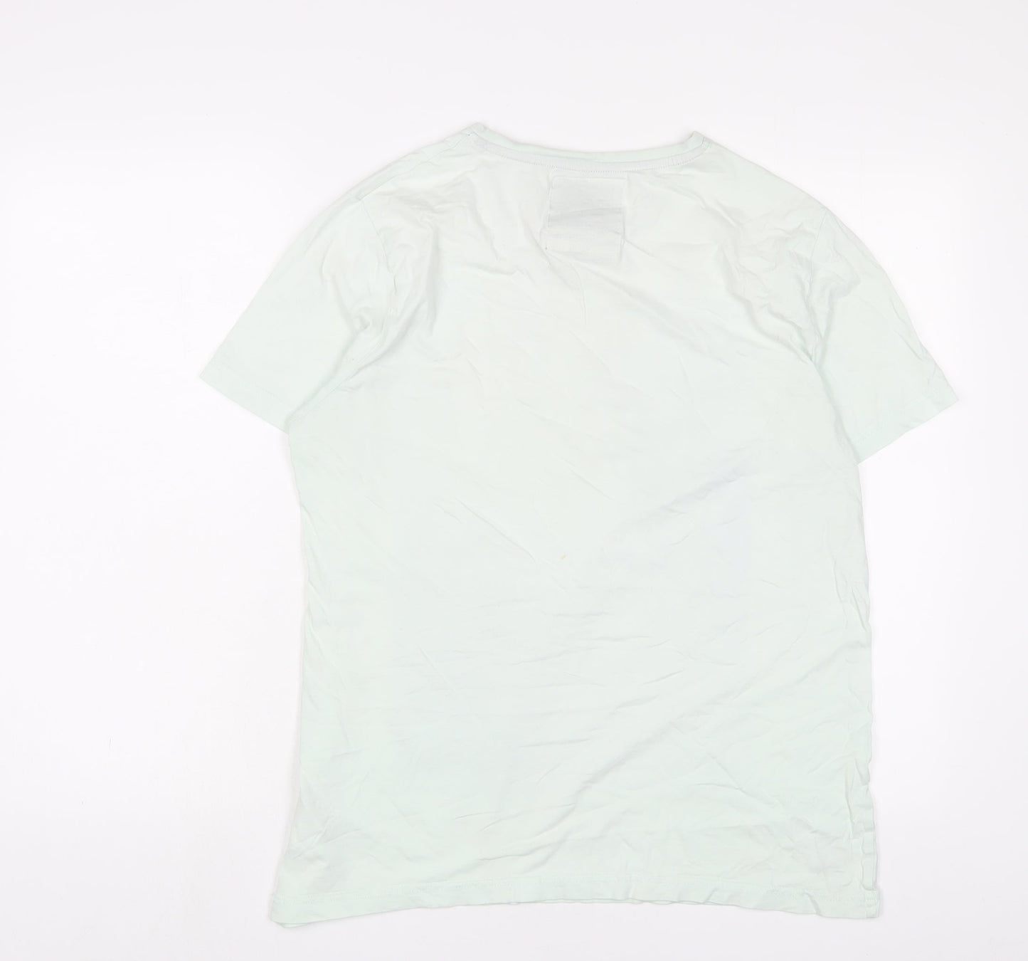 Dissident Womens Green Cotton Basic T-Shirt Size L V-Neck