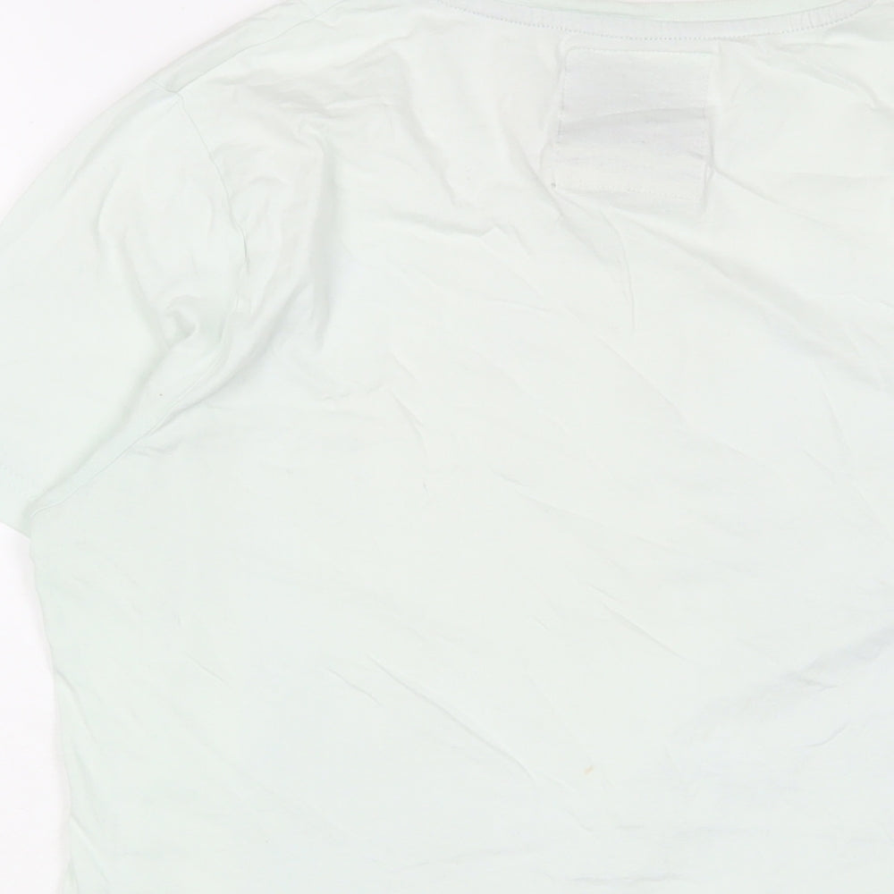 Dissident Womens Green Cotton Basic T-Shirt Size L V-Neck