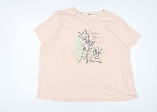 Disney Womens Pink Cotton Basic T-Shirt Size 20 Crew Neck - Bambi