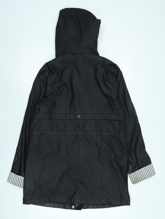 New Look Womens Black Rain Coat Coat Size 10 Zip