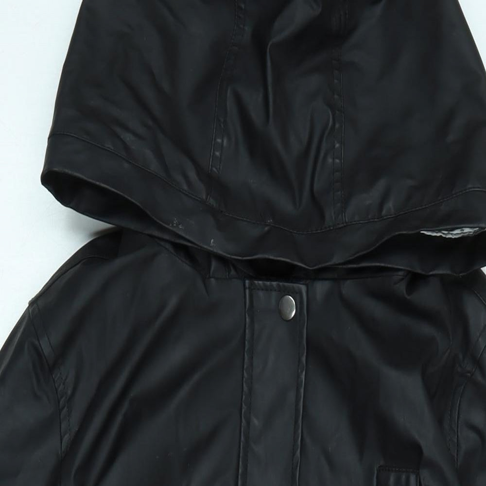 New Look Womens Black Rain Coat Coat Size 10 Zip