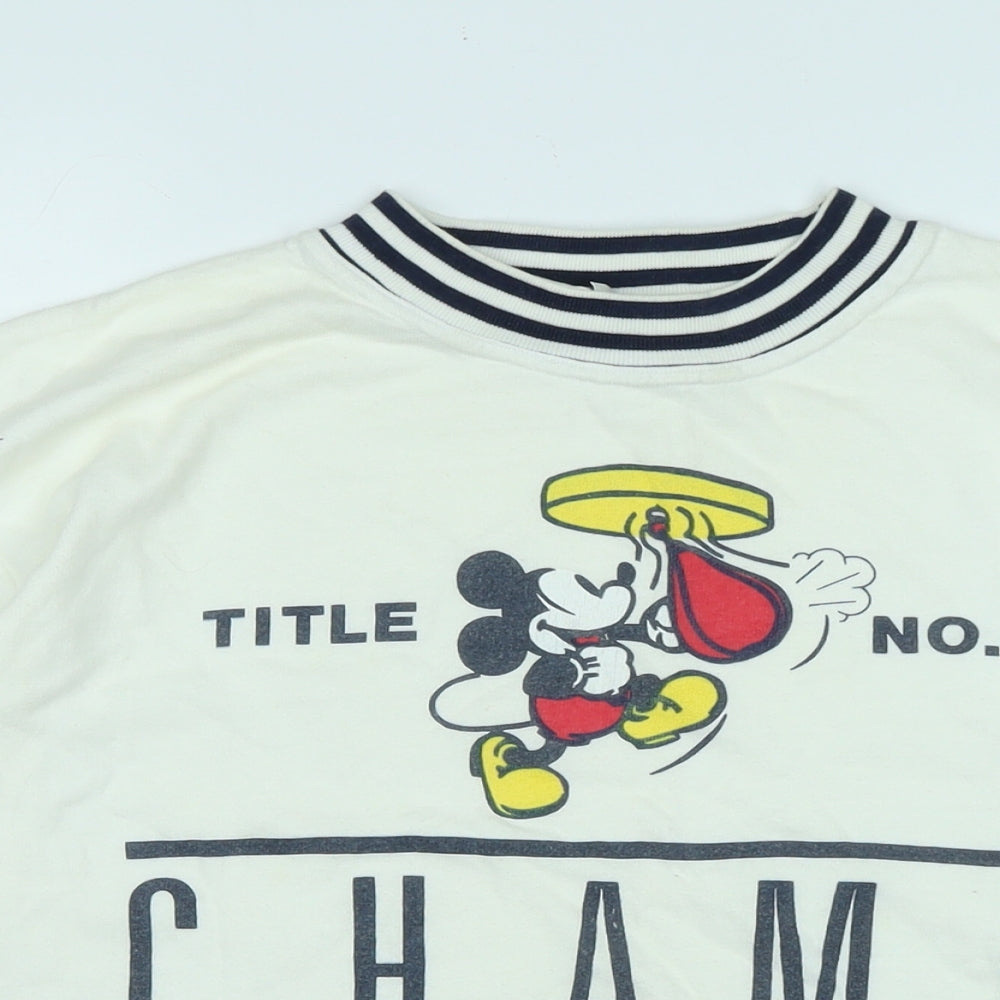 Disney Womens White Cotton Basic T-Shirt Size M Crew Neck - Disney