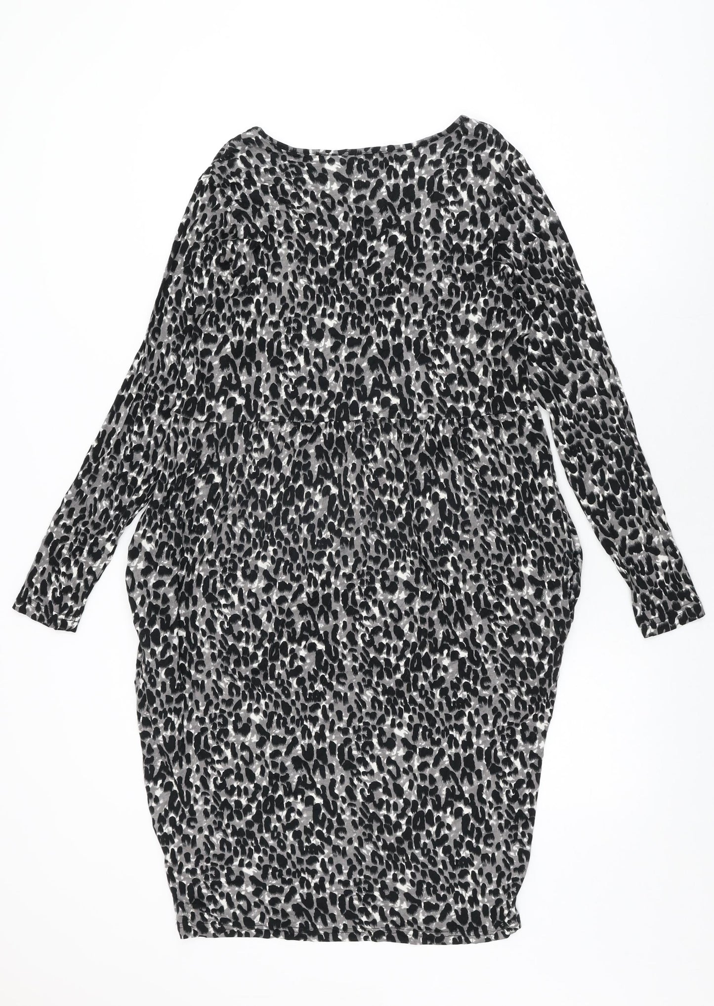 Studio Womens Grey Animal Print Viscose Shift Size 12 V-Neck Pullover - Size 12-14