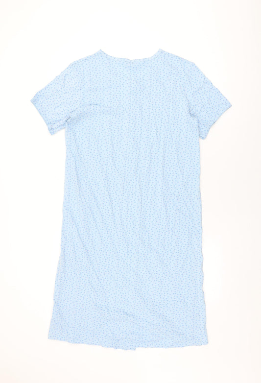 BHS Womens Blue Geometric Cotton Top Dress Size 12 Button - Size 12-14