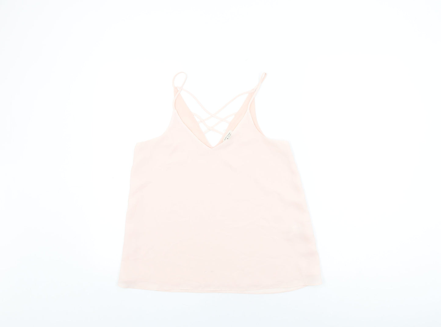 River Island Womens Pink Polyester Basic T-Shirt Size 8 V-Neck