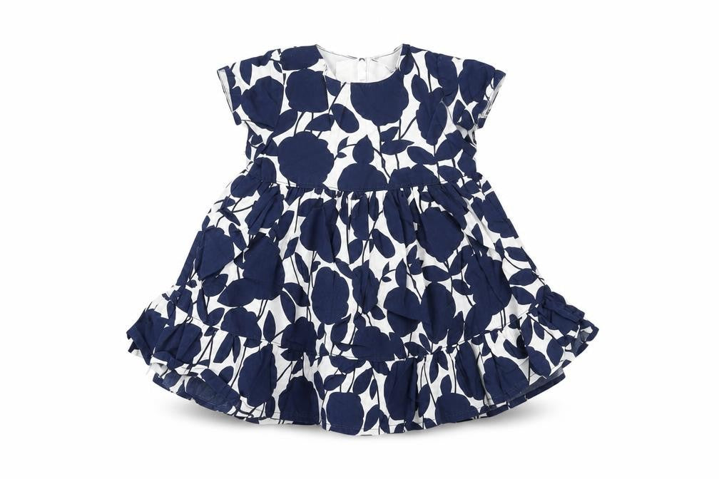 Front view of Gap girls’ white floral cotton a-line, size 0-3, months round neck zip