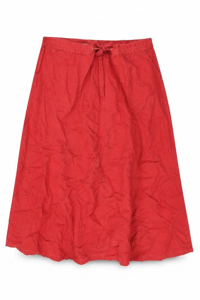 TSW Sportswear Womens Red Linen Swing Skirt Size 26 Zip