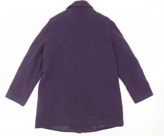 BHS Womens Purple Overcoat Coat Size 14 Button