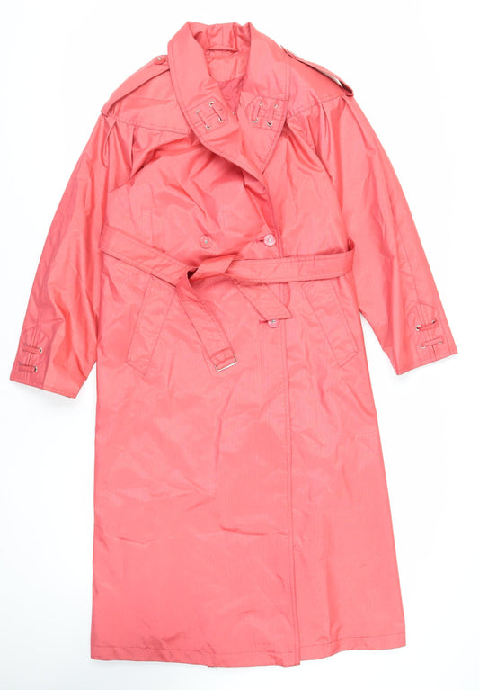 Laura Winston Womens Pink Trench Coat Coat Size 10 Button - Belted Water Resistant