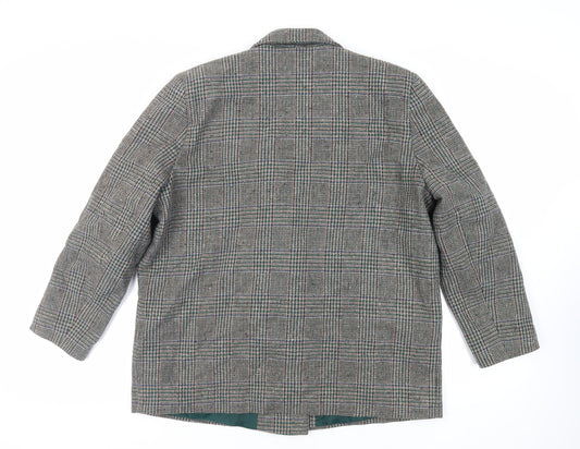 The Label Collection Womens Brown Plaid Jacket Blazer Size 18 Button - Vintage