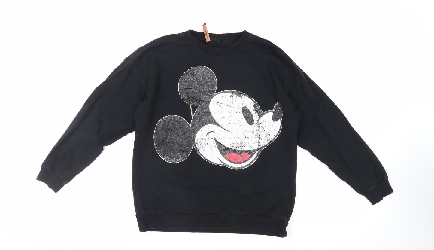 Disney Womens Black Cotton Pullover Sweatshirt Size M Pullover - Mickey Mouse