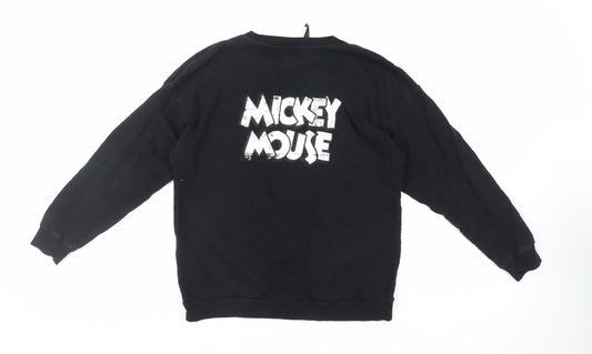 Disney Womens Black Cotton Pullover Sweatshirt Size M Pullover - Mickey Mouse
