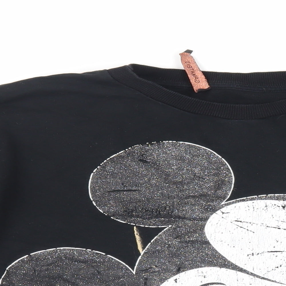 Disney Womens Black Cotton Pullover Sweatshirt Size M Pullover - Mickey Mouse