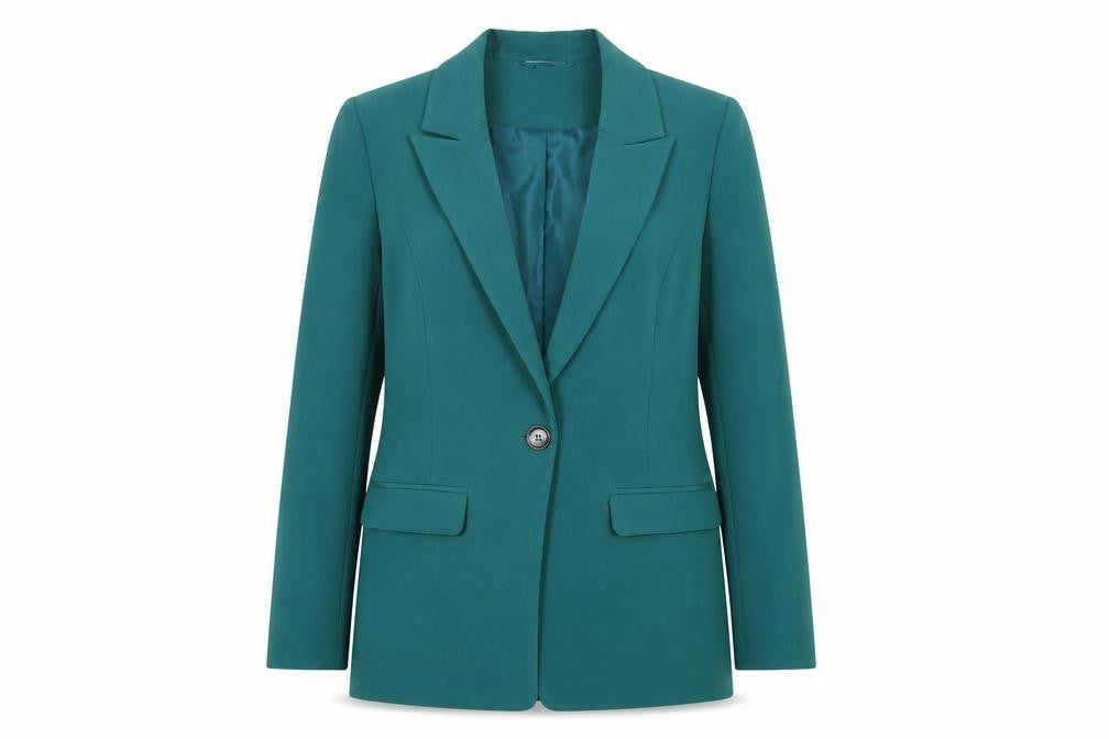 M&Co Womens Green Jacket Blazer Size 10 Button