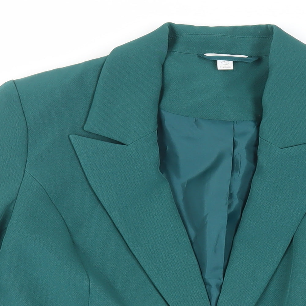 M&Co Womens Green Jacket Blazer Size 10 Button