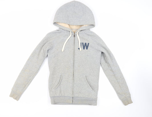 Jack Wills Womens Grey Cotton Full Zip Hoodie Size 6 Zip - Fluffy Lining