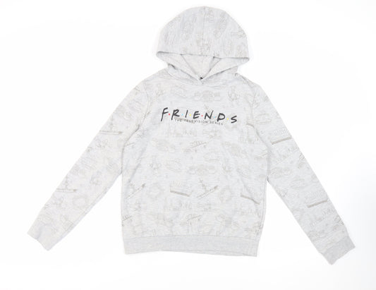 Friends Girls Grey Geometric Cotton Pullover Hoodie Size 14 Years Pullover