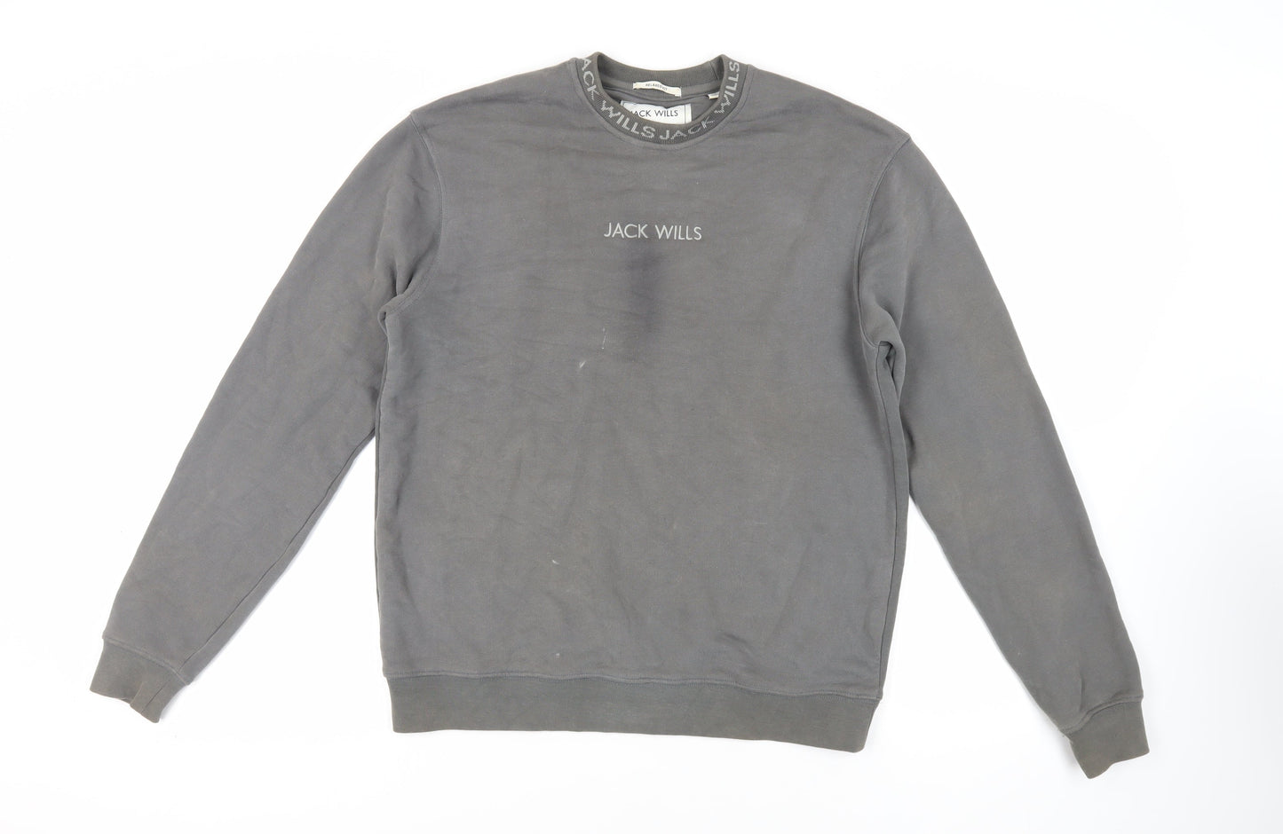 Jack Wills Mens Grey Cotton Pullover Sweatshirt Size S - Logo
