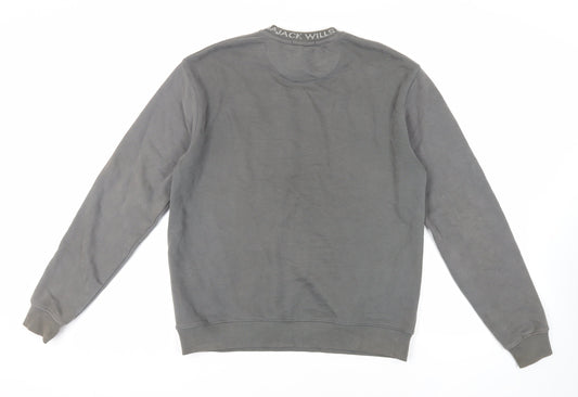 Jack Wills Mens Grey Cotton Pullover Sweatshirt Size S - Logo
