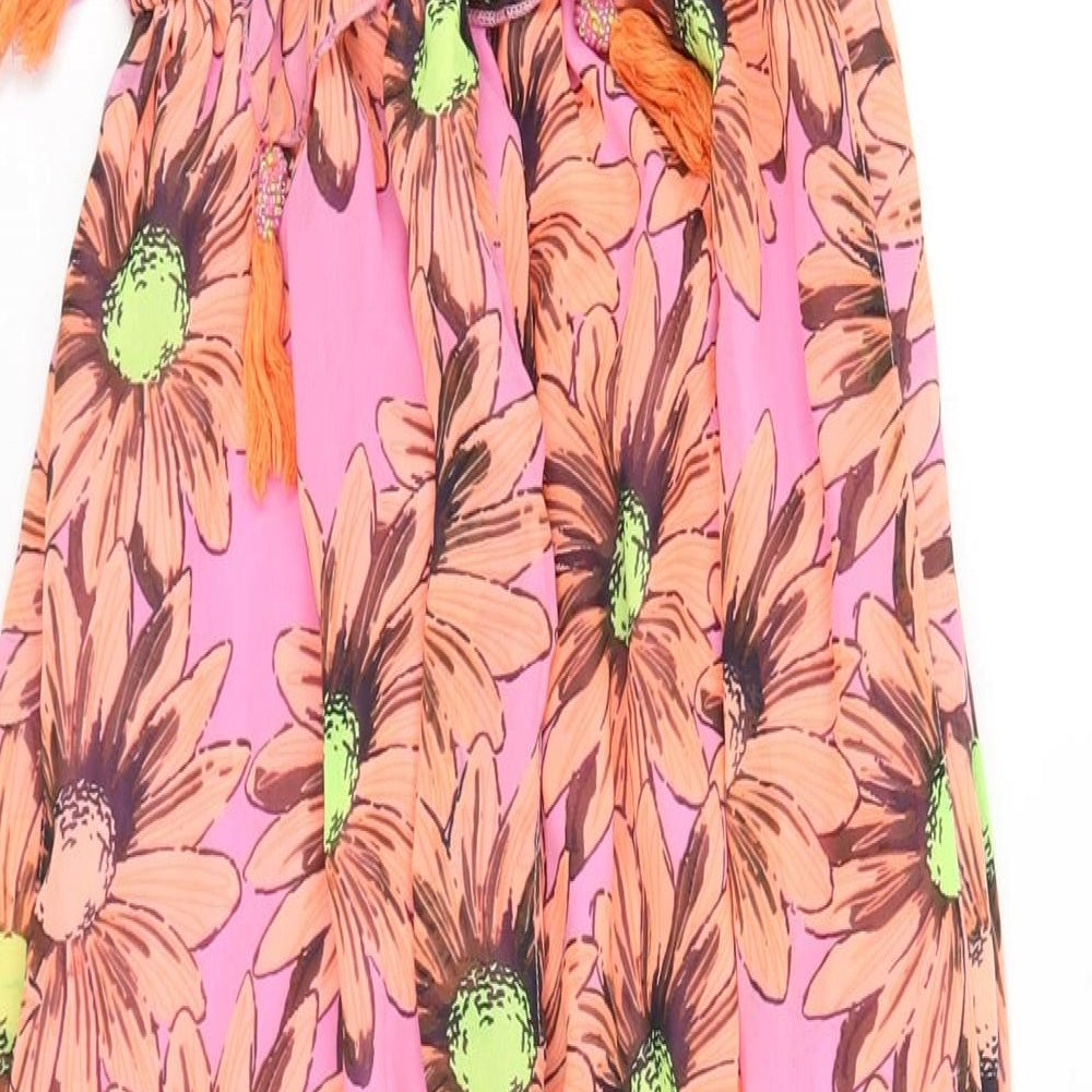 River Island Womens Pink Floral Polyester A-Line Size M Scoop Neck Pullover