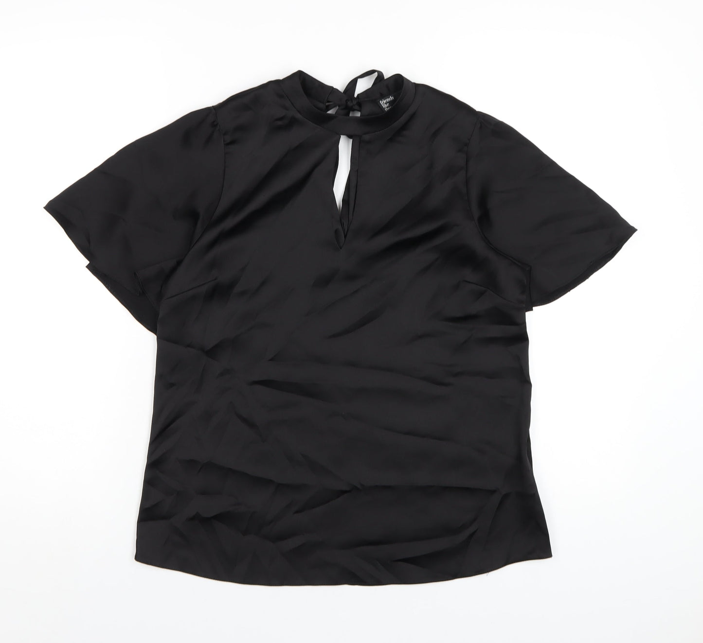Friends Like These Womens Black Polyester Basic T-Shirt Size 8 Round Neck