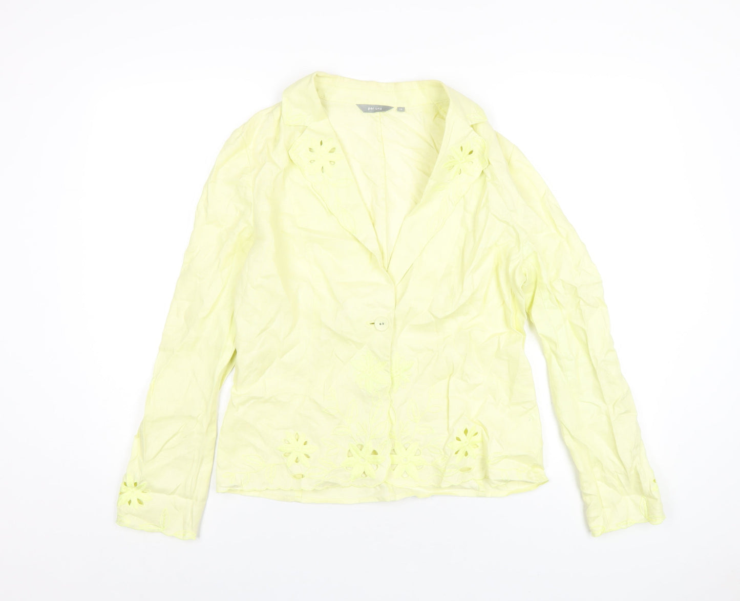 Per Una Womens Yellow Jacket Blazer Size 14 Button