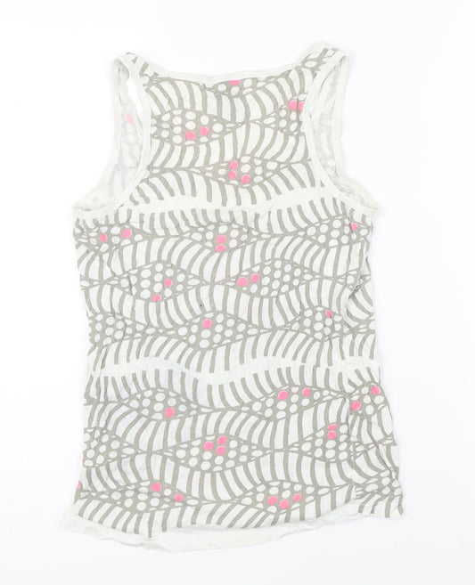 Top Shop Womens Multicoloured Geometric 100% Cotton Basic Tank Size 10 Scoop Neck