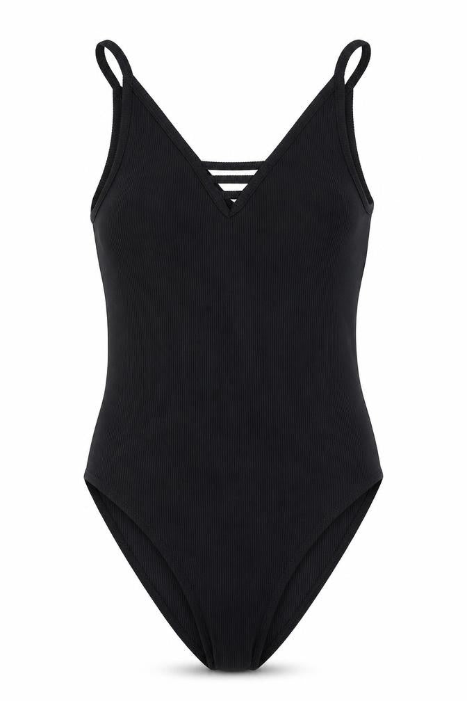 New Look Womens Black Polyester Bodysuit One-Piece Size 14 Snap