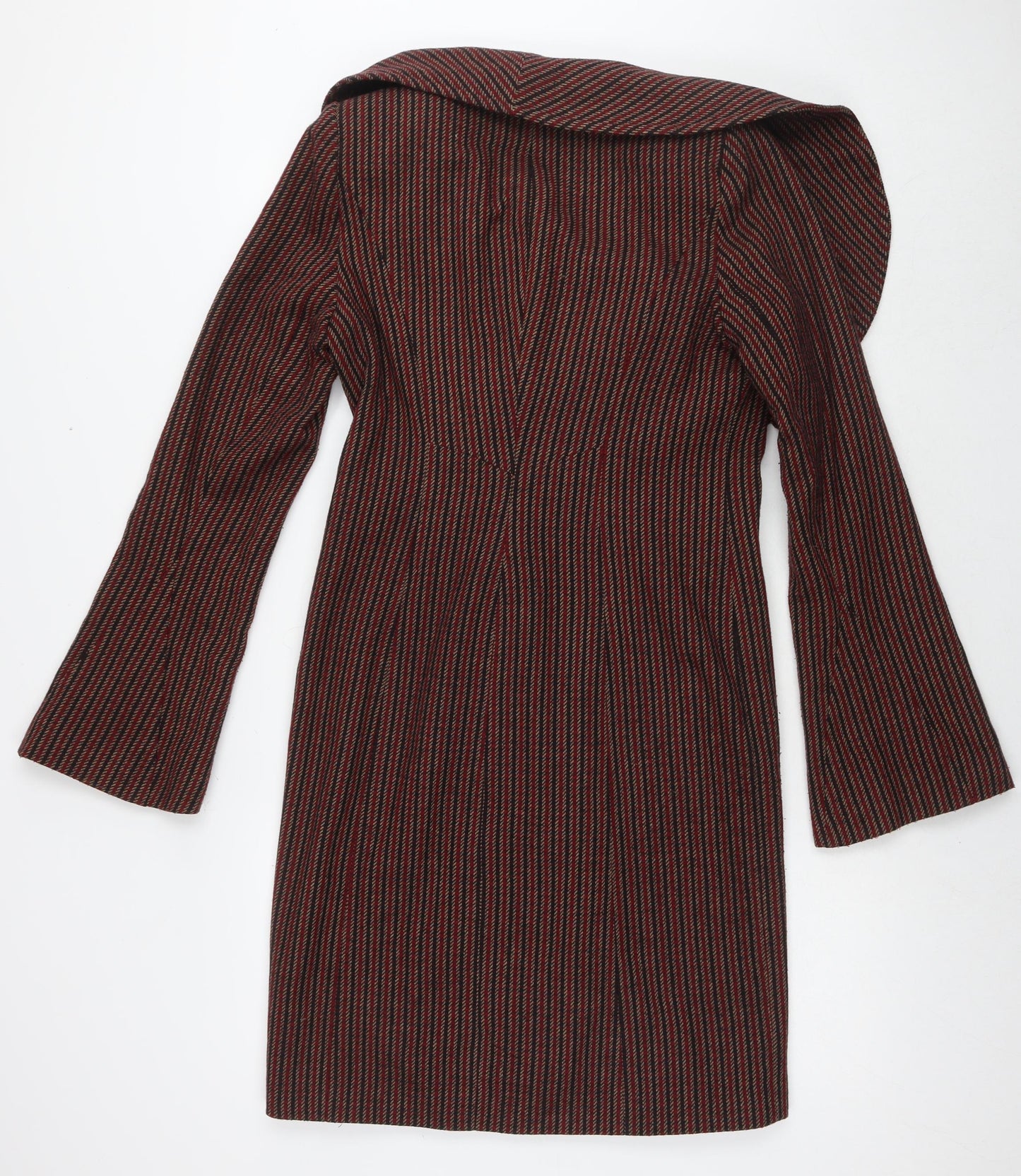 Topshop Womens Red Striped Overcoat Coat Size 10 Button
