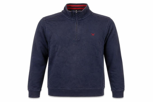 Front view of Crew Clothing Blue Cotton Pullover Sweatshirt, size M