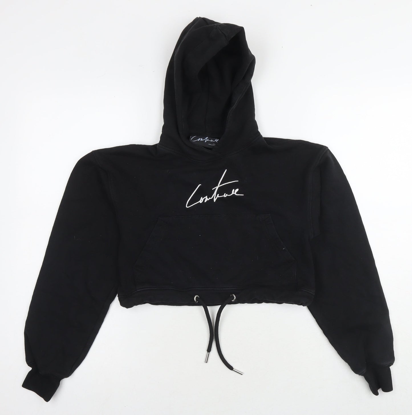 Coulture Womens Black Cotton Pullover Hoodie Size 2XS Pullover - Logo, cropped
