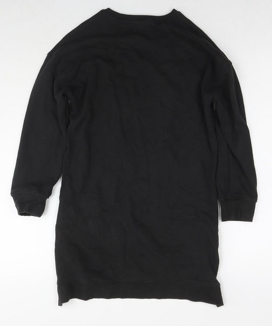 NEXT Girls Black Cotton Tunic Sweatshirt Size 11 Years Pullover - Sequin Detail Soul Surching
