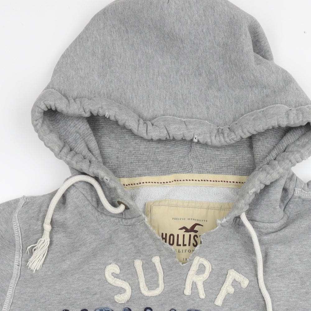 Hollister Mens Grey Cotton Pullover Hoodie Size L - Logo