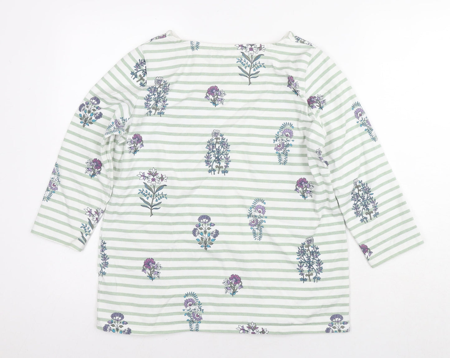 Autonomy Womens White Striped Cotton Pullover Hoodie Size S Pullover - Flowers