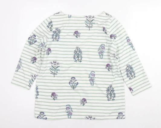 Autonomy Womens White Striped Cotton Pullover Hoodie Size S Pullover - Flowers