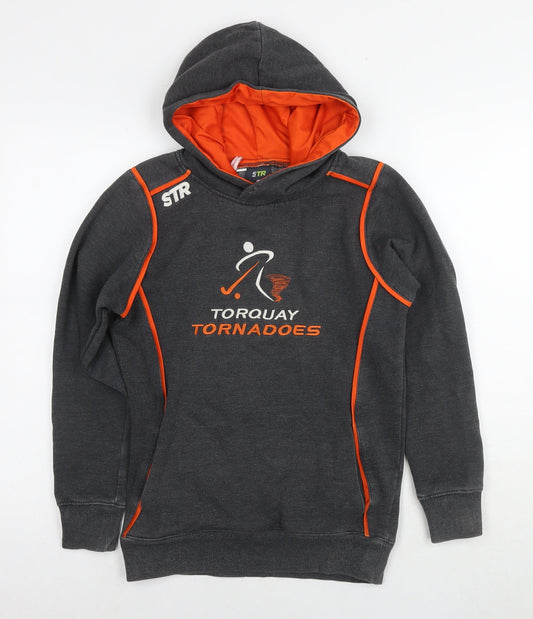 STR Boys Grey Polyester Pullover Hoodie Size 12 Years Pullover - Torquay Tornadoes