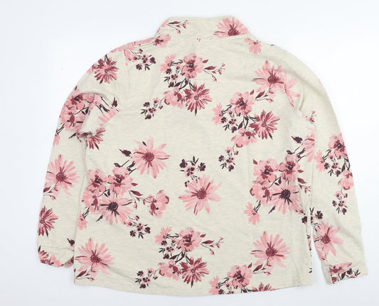 Julipa Womens Beige Floral Cotton Pullover Sweatshirt Size 16 Pullover