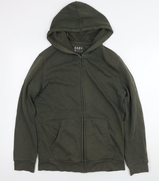 Easy Mens Green Cotton Full Zip Hoodie Size S