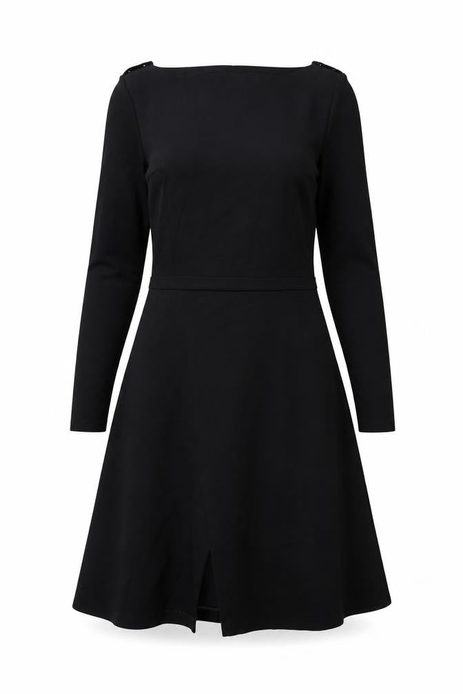 Laura Clement Womens Black Viscose A-Line Size 12 Round Neck Zip