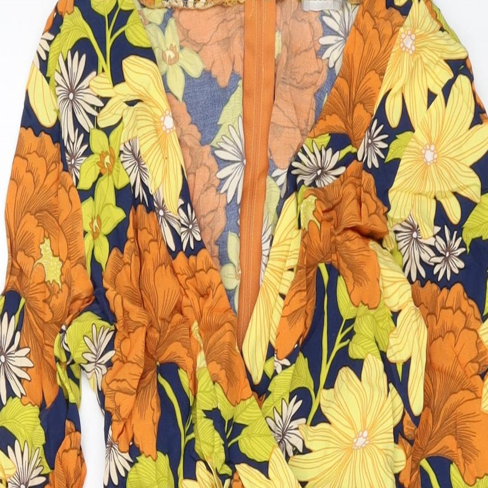 ASOS Womens Multicoloured Floral Viscose A-Line Size 10 V-Neck Zip